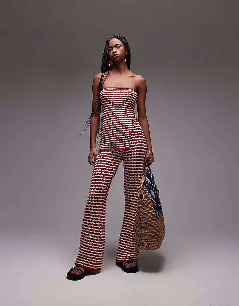

Комплект из трикотажных брюк в полоску Topshop цвета ржавчины