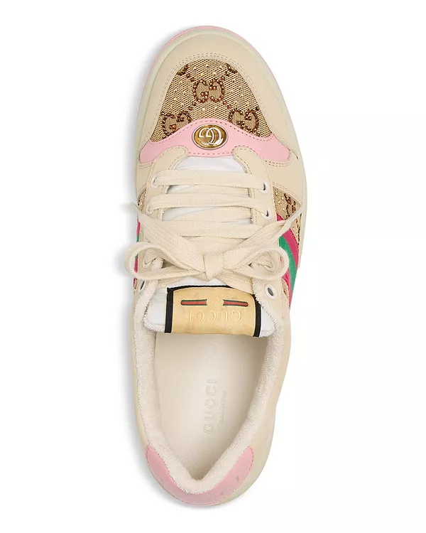 Женские низкие кроссовки gg с декором Gucci, розовый — фото 3