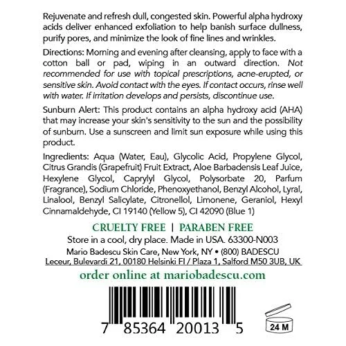 Очищающий лосьон Mario Badescu Glycolic Grapefruit для комбинированной и жирной кожи | Отшелушивающий тоник, глубоко очищающий кожу | Содержит гликолевую кислоту и экстракт грейпфрута 237 мл (1 шт.) — фото 2