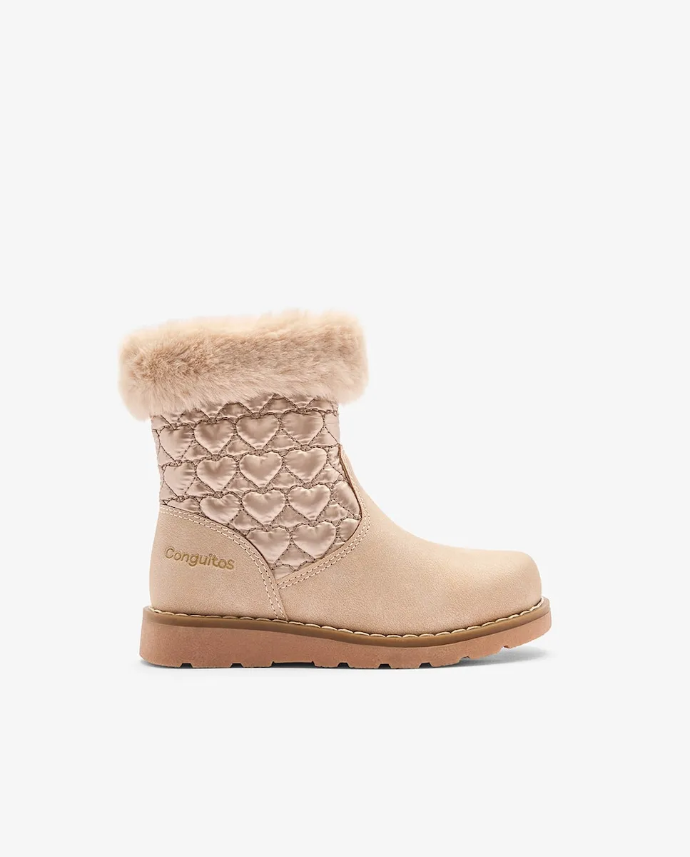 

Сапоги для девочки с принтом в виде сердечек Conguitos, бежевый