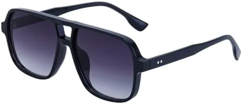 

Ретро-солнцезащитные очки с двойной перемычкой, квадратной формы, градиентные, UV400, модные, с заклепками, мужские солнцезащитные очки MTZJH, Black Gray Gradient