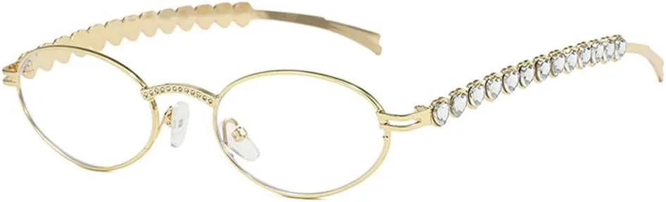 

Модные роскошные солнцезащитные очки с бриллиантами для женщин, винтажные солнцезащитные очки со стразами, стильные круглые очки для женщин HVTVTLA, Gold