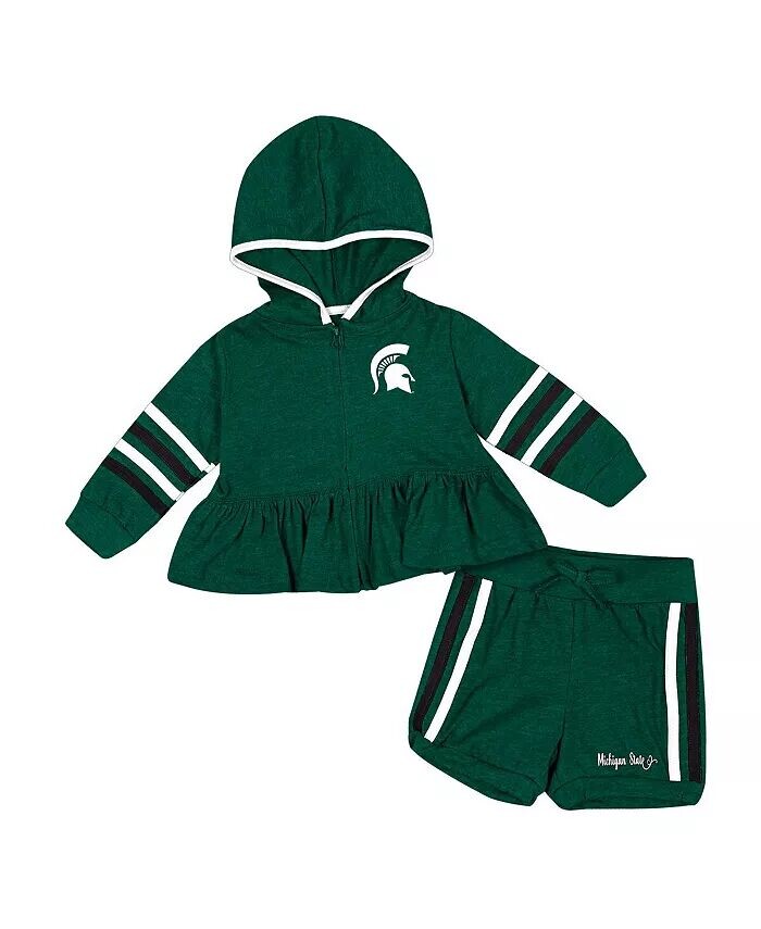 

Комплект из толстовки и шорт с застежкой-молнией Michigan State Spartans Spoonful для девочек, младенец Colosseum
