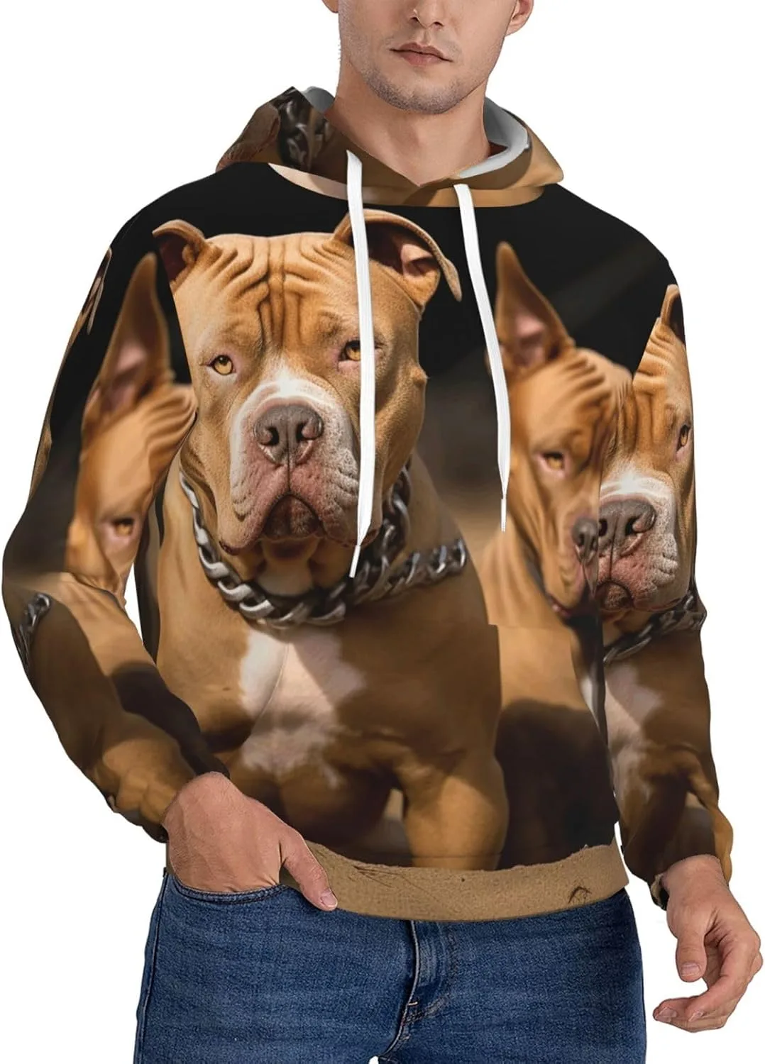 

Мужская толстовка с капюшоном на флисе Pitbull Dogs с карманом FHEBNDS