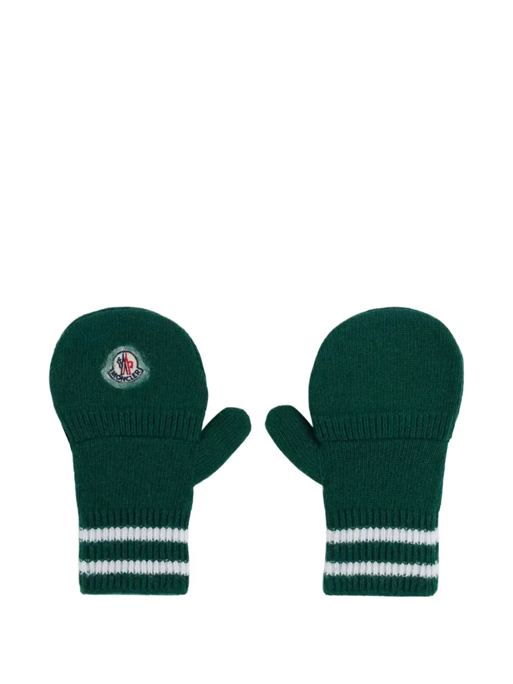 

Шерстяные варежки с логотипом и полосатыми манжетами Moncler Enfant, зеленый