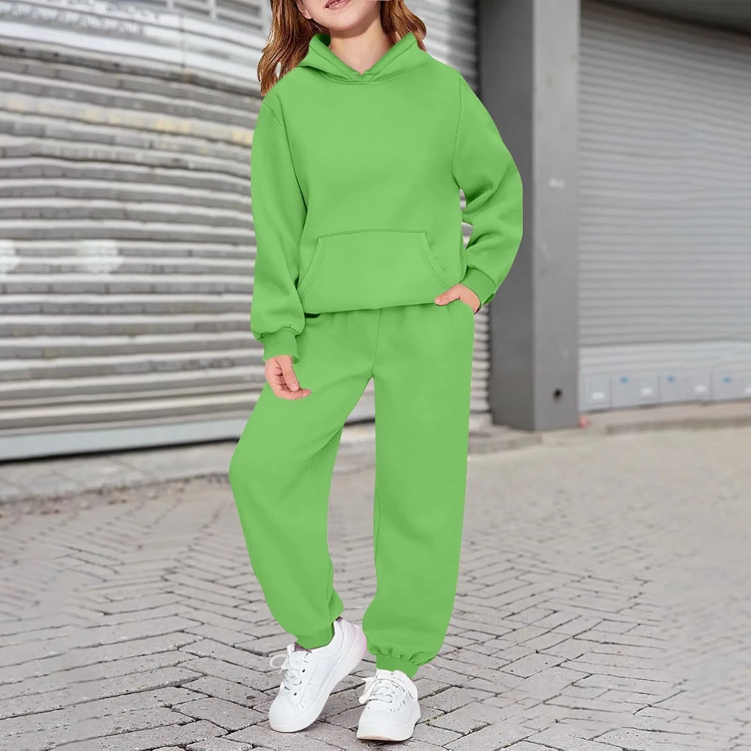 Детский спортивный костюм 2 предмета, худи и штаны, Generic, 1-green — фото 3