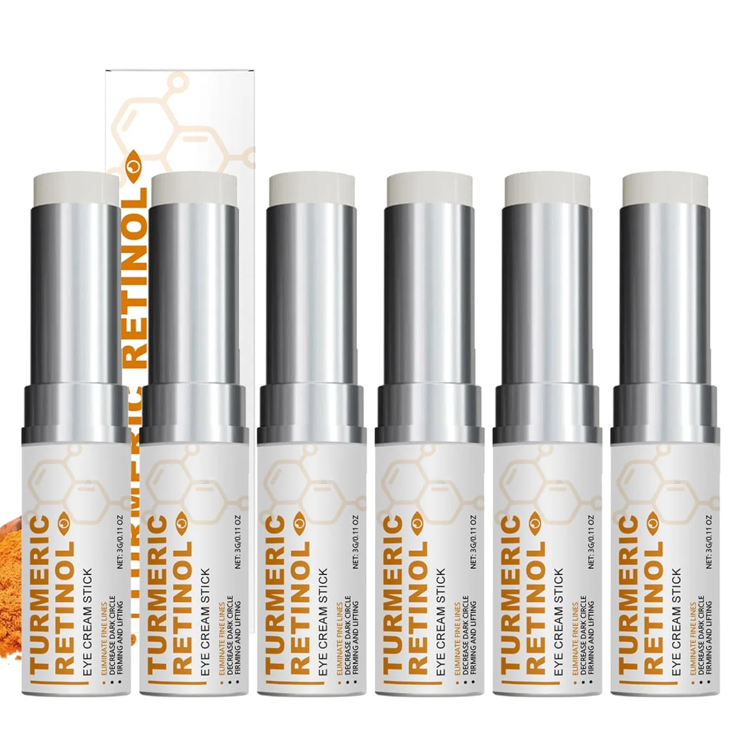 Стик-бальзам для кожи вокруг глаз Lumibalm с куркумой и ретинолом, 6 шт. Yoenbg, 6 Pieces.