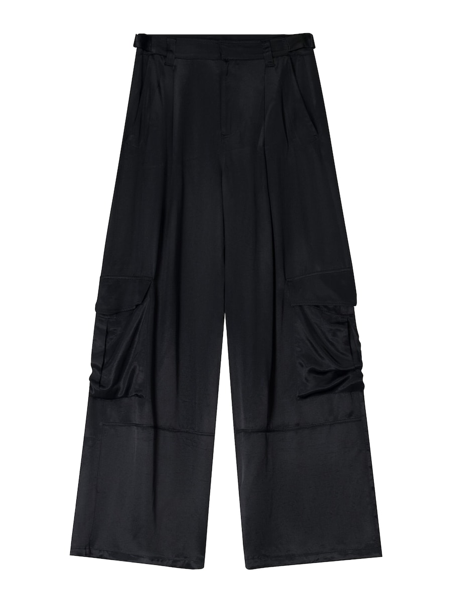 

Широкие брюки-карго Bershka, черный