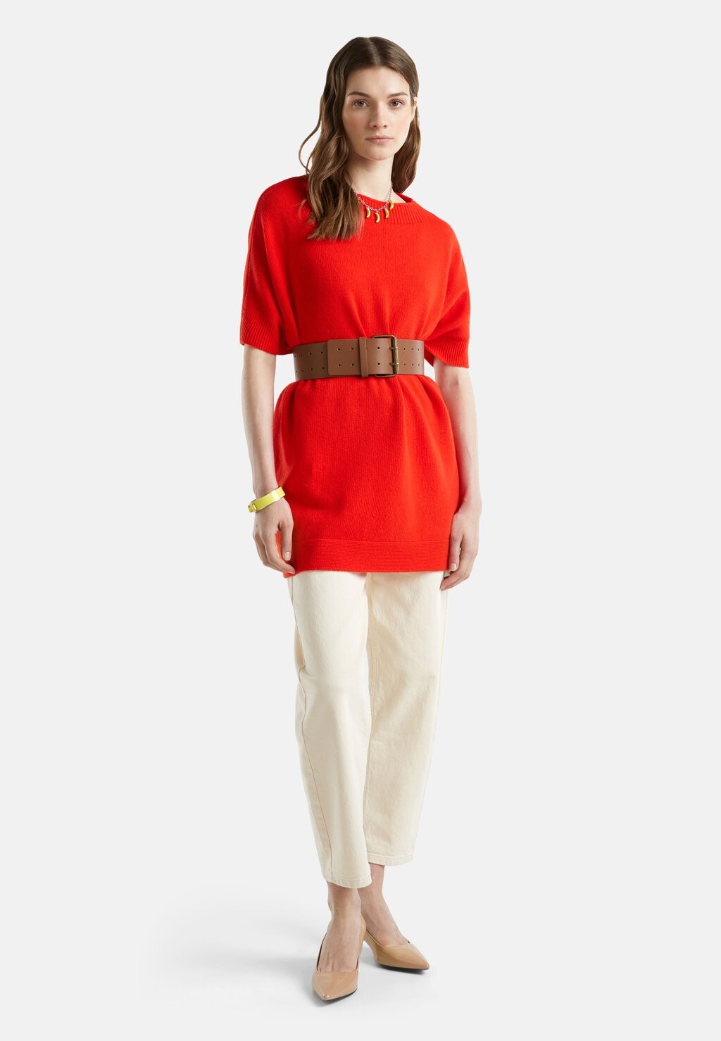

Пончо WITH BOAT NECK United Colors of Benetton, красный