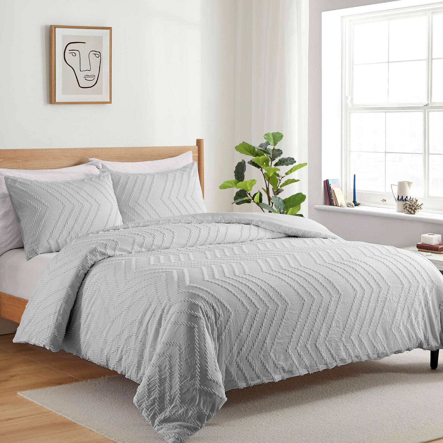 

Пододеяльник Peace Nest с наволочкой, цвет Wave Grey