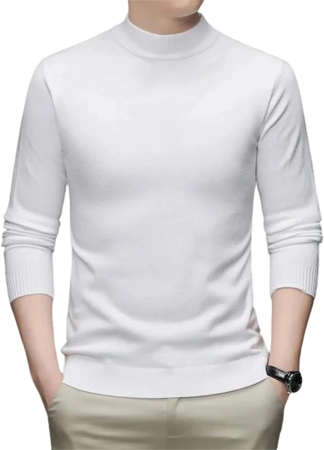 

Мужской полуворотниковый базовый свитер, эластичный круглый вырез