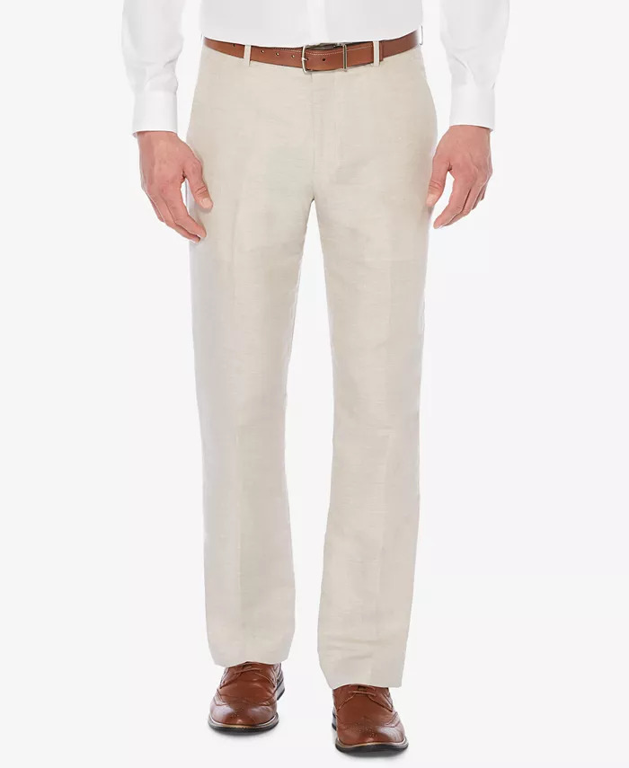 

Мужские классические брюки из льняной смеси в елочку Perry Ellis, коричневый/бежевый
