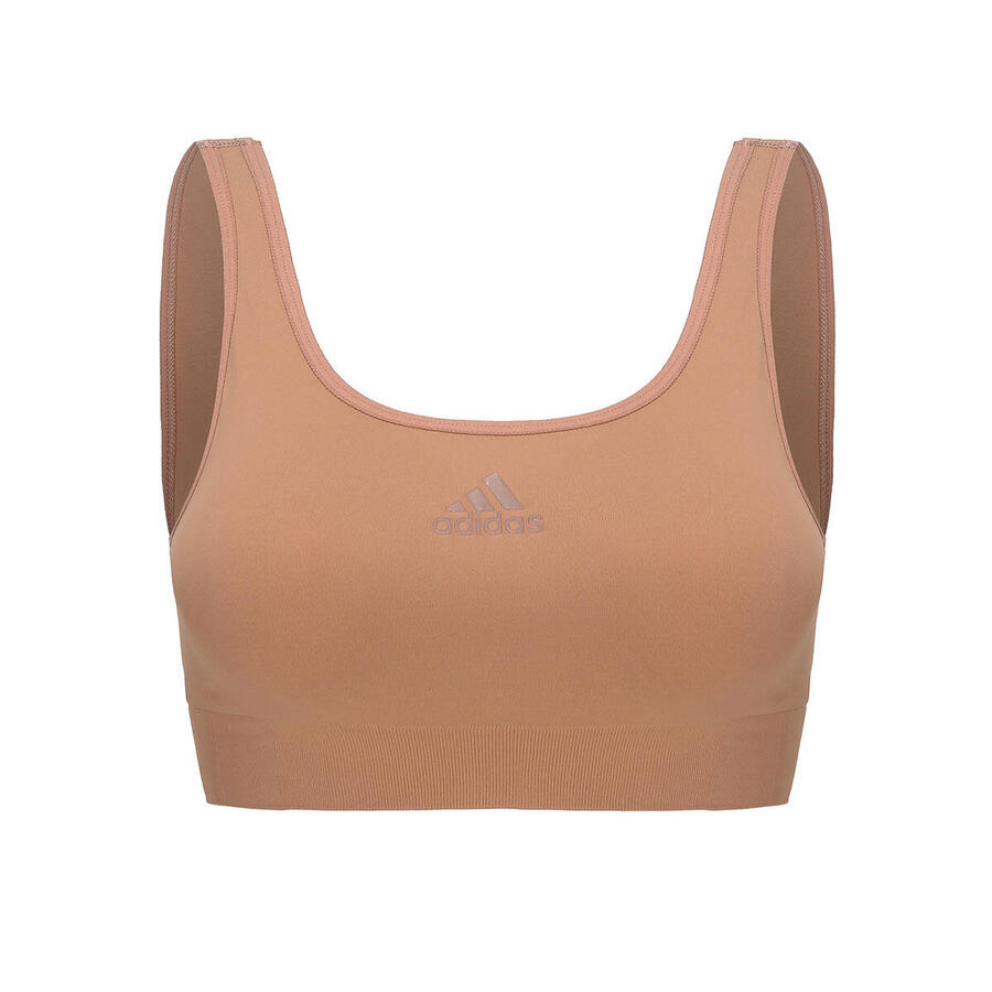 

ADIDAS Бюстье спортивное мягкое женское - бюстгальтер Scoop Lounge Bra коричневый