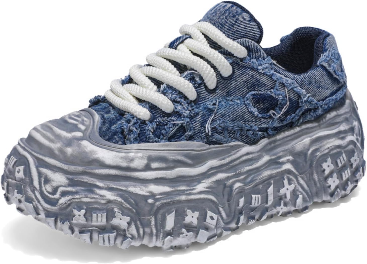 

Мужские массивные кроссовки на платформе, модные тканевые туфли, подходят для прогулок, повседневных встреч и ходьбы Aokisx, синий