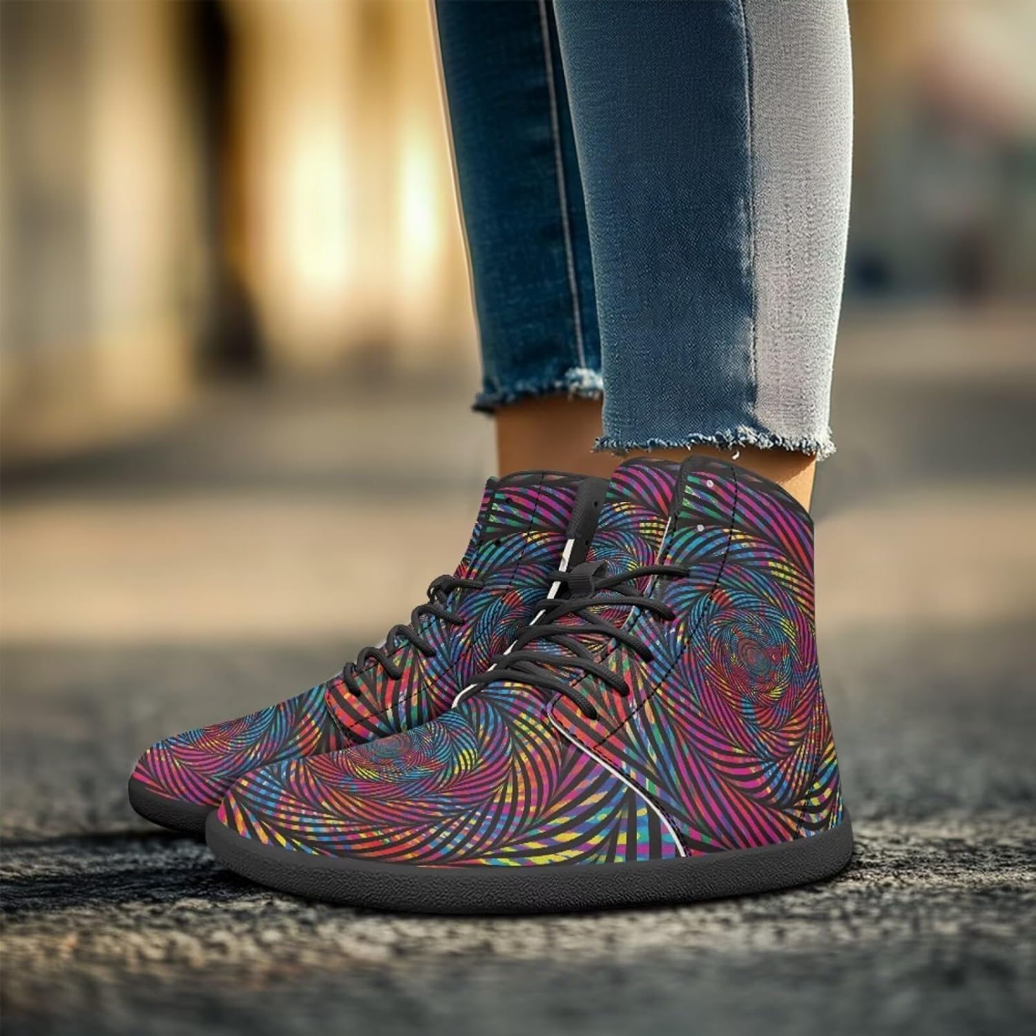 Кроссовки Binienty Fashion Barefoot Flat для мужчин и женщин, Rainbow Tie Dye Whirlpools — фото 3