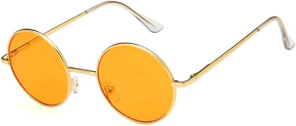 

Солнцезащитные очки Shiratori унисекс в стиле ретро, ​​серебристо-серые с желтыми линзами, для отдыха, круглые, неполяризованные, с защитой от УФ-излучения UV400, Gold Orange