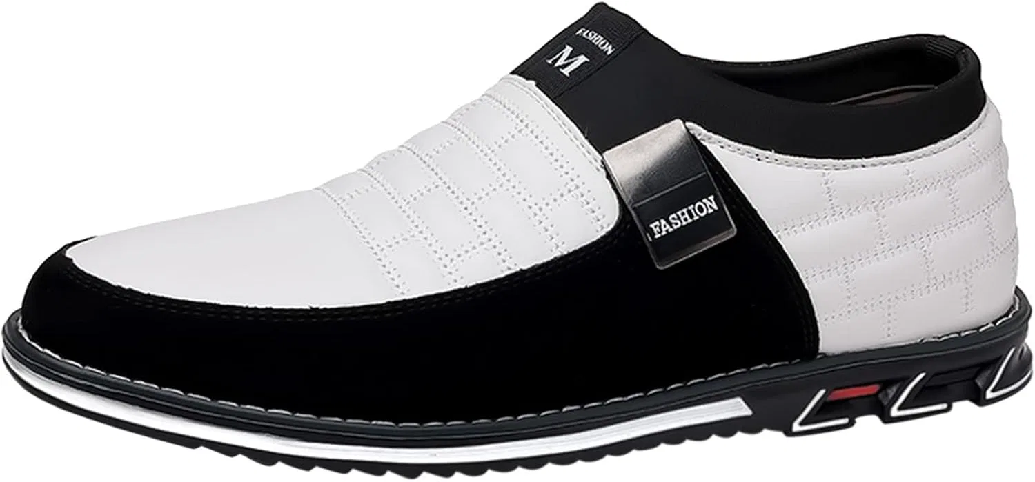 Мужская модная дышащая удобная деловая обувь без шнурков для работы и повседневной носки, однотонные кожаные туфли, мужские кожаные туфли с кожаной подошвой Generic, White