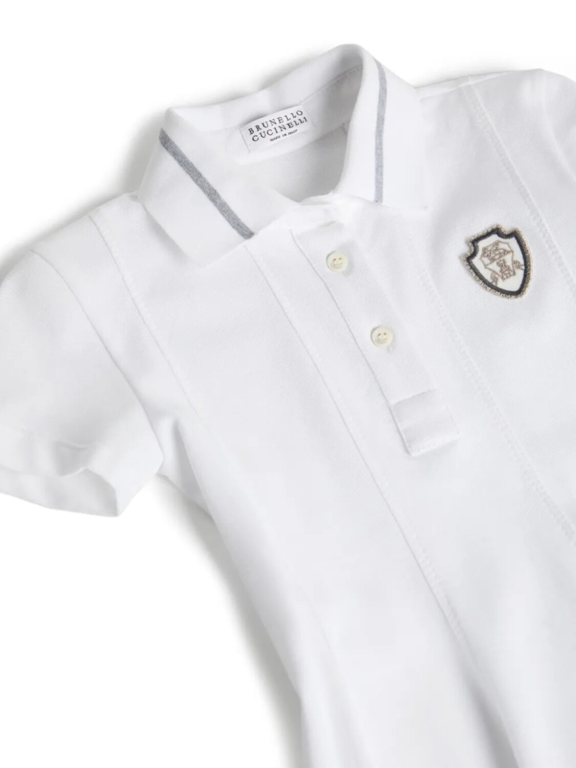Детское платье-поло из пике Brunello Cucinelli Brunello Cucinelli Kids, белый — фото 3