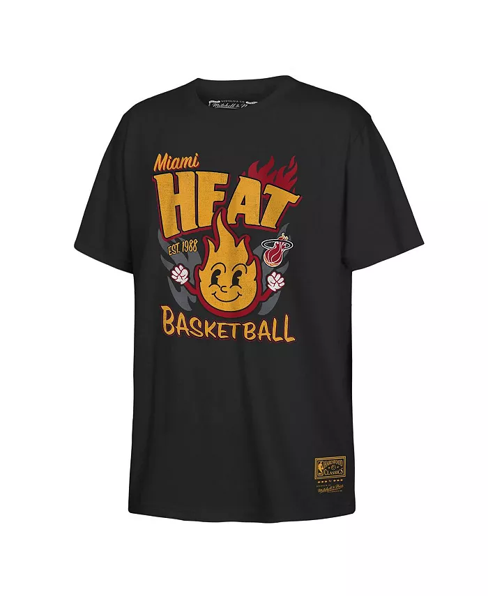 

Футболка ретро с логотипом маскота Miami Heat для подростков, черная Mitchell & Ness