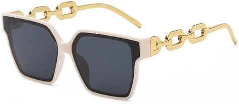 

Модные очки 2027 года в крупной оправе для мужчин, с цепочкой на линзах, солнцезащитным козырьком и в стиле ретро, ​​а также женские солнцезащитные очки MTZJH, Beige Grey