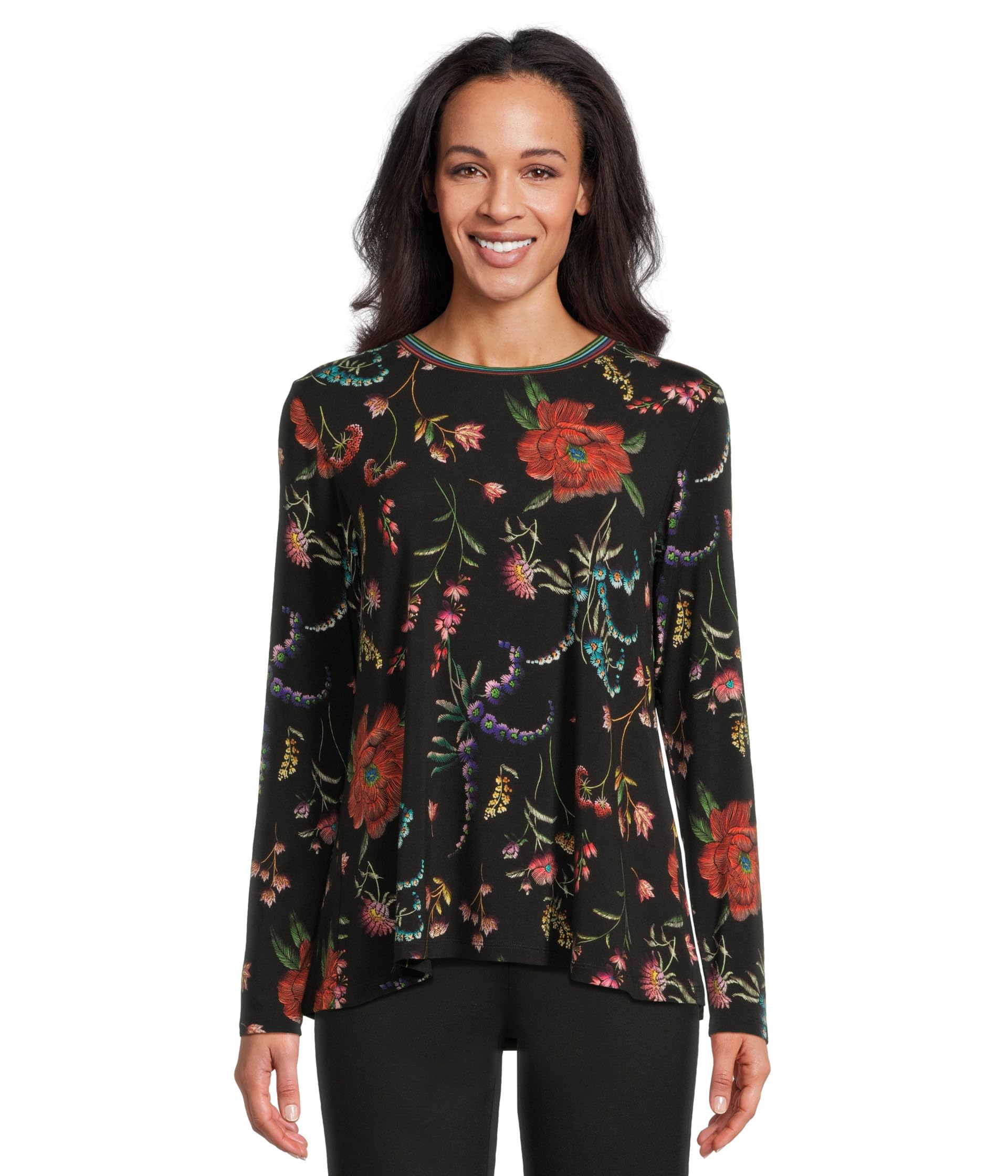 

Футболка Johnny Was The Janie Favorite Long Sleeve Crew Neck Swing Tee, цвет Mayra Schiffli