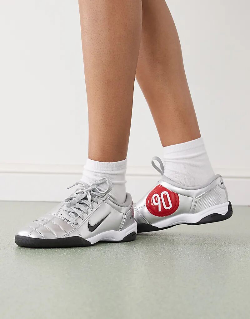 Кроссовки Nike T90 Metallic серебристого и красного цветов