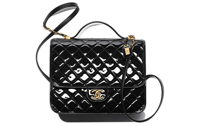 CHANEL 22К осенне-зимний женский рюкзак из лаковой кожи черный — фото 2