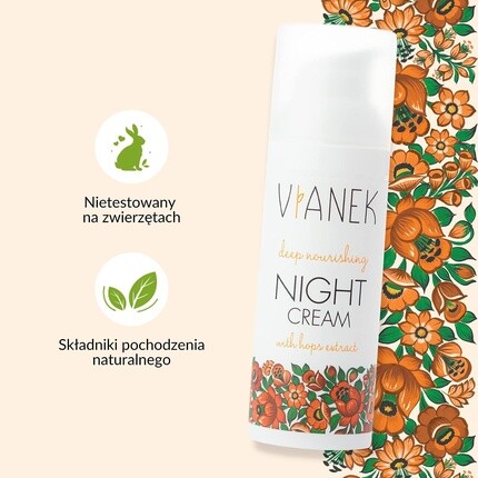 Крем для лица Vianek — Sylveco Питательный ночной с экстрактом шишек хмеля, 50 мл — фото 3