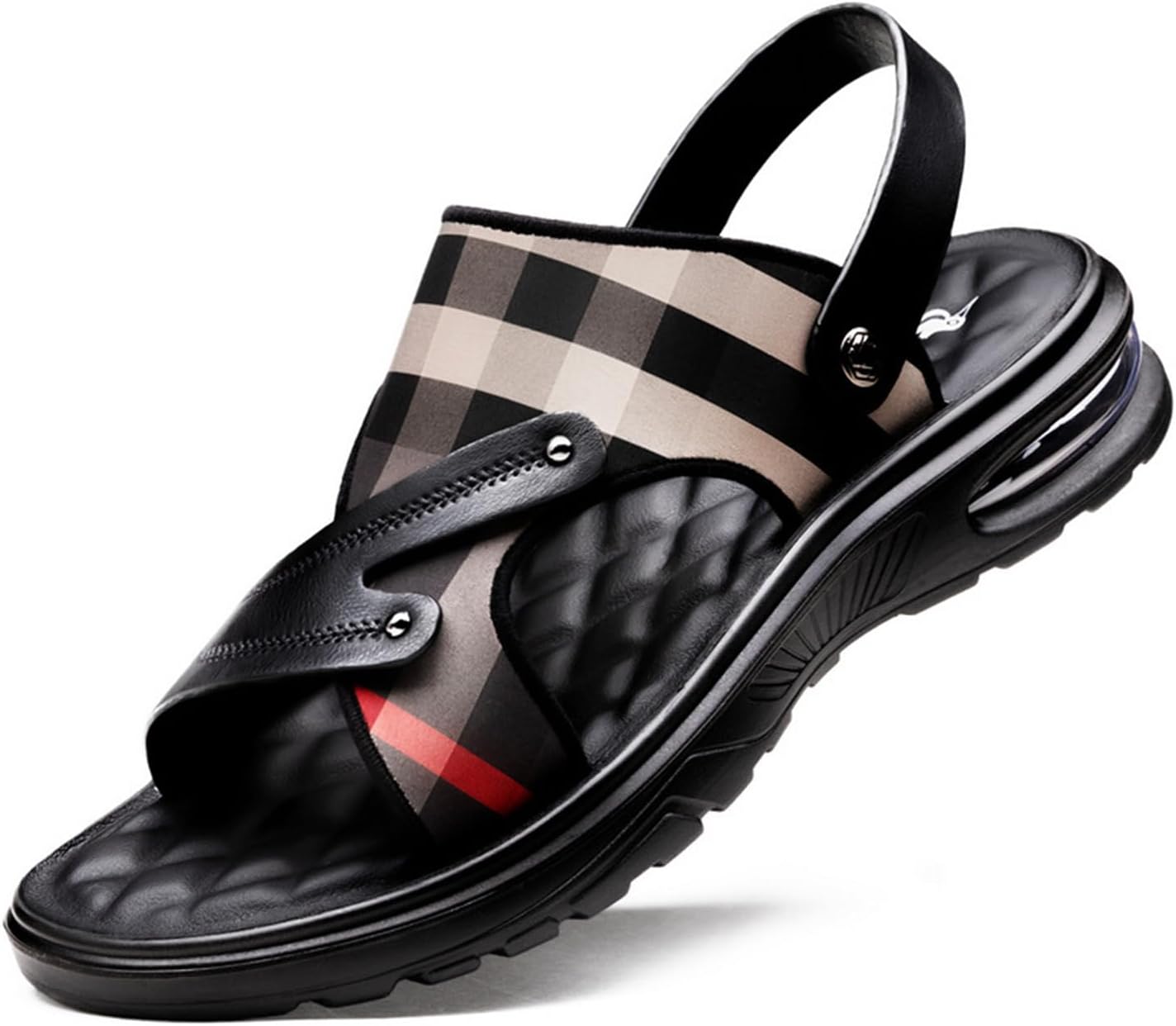 

Мужские сандалии MIKAZONNE с регулируемой задней ремешкой, кожаные, удобные, с открытым носком, без застежки, с противоскользящей подошвой, для двойного использования, пляжные, повседневные, летние, с амортизирующей подошвой, черный