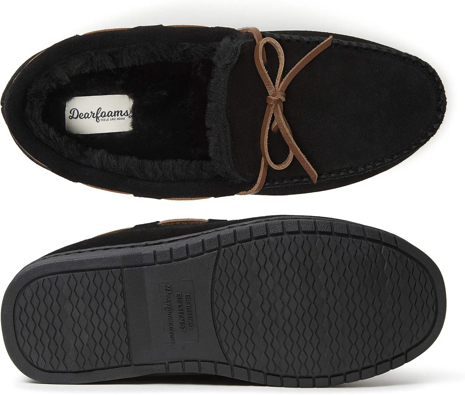 Тапочки мокасины из замши с памятью формы Dearfoams, Black