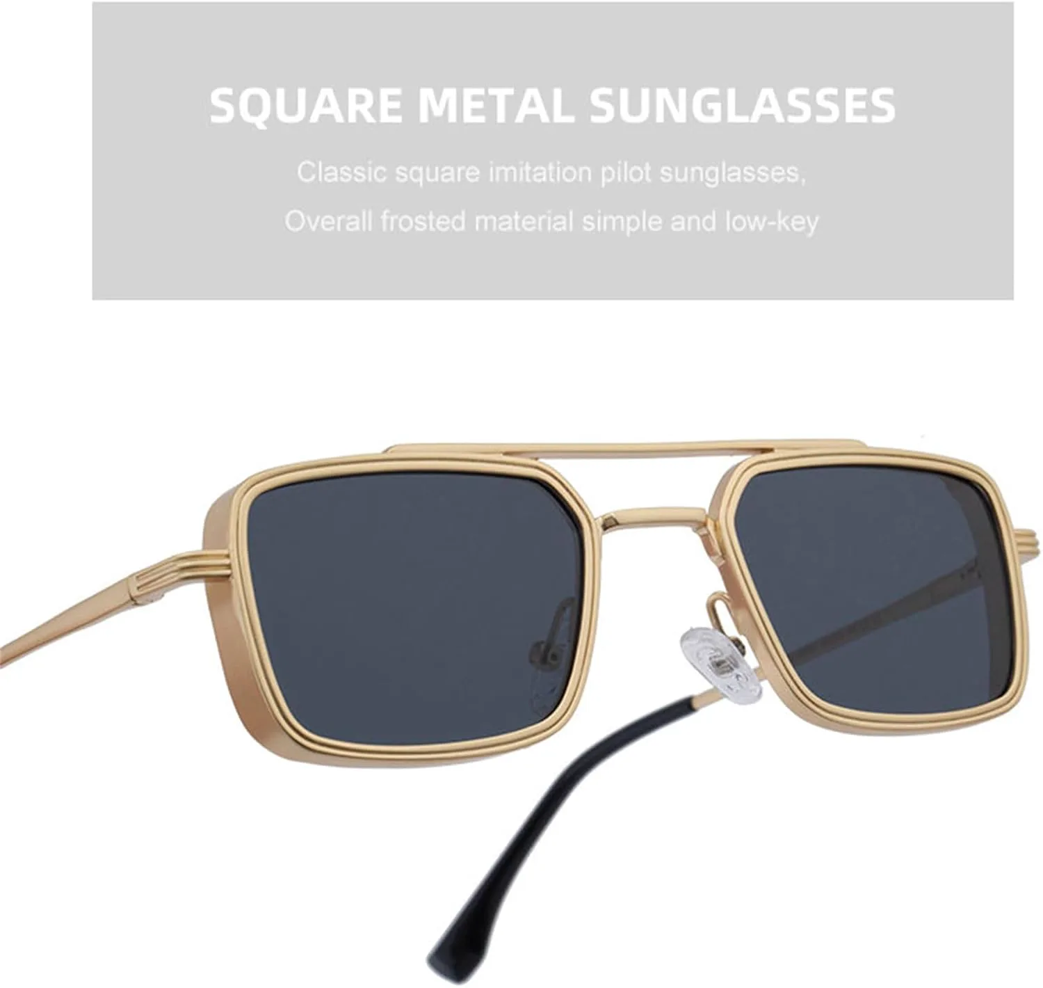 

Willochra Модные прямоугольные солнцезащитные очки для женщин в стиле 70-х годов, квадратные, с двойной перемычкой, в стиле панк, защита от УФ-излучения UV400, C1