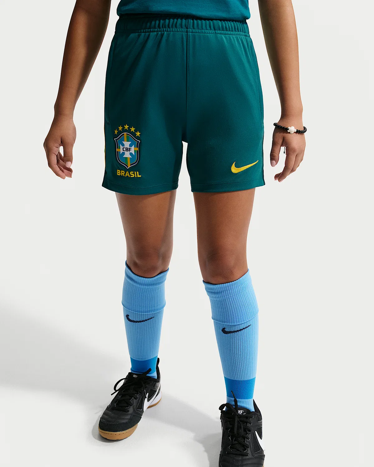 Детские Nike Dri-FIT футбольные шорты Brazil Academy Pro, Geode Teal/Light Menta/Midwest Gold — фото 3
