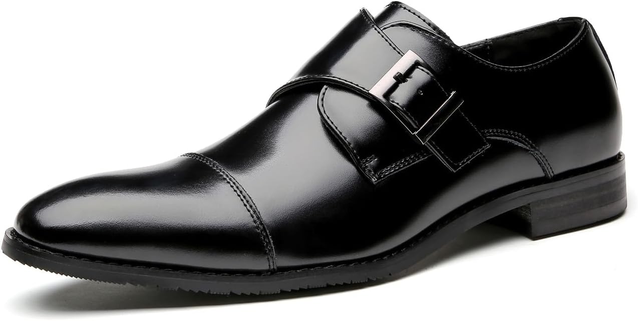 

Мужские лоферы Santimon с пряжкой, с ремешком-монком, деловые и повседневные кожаные туфли на каждый день, формальные туфли без шнурков для мужчин, черный