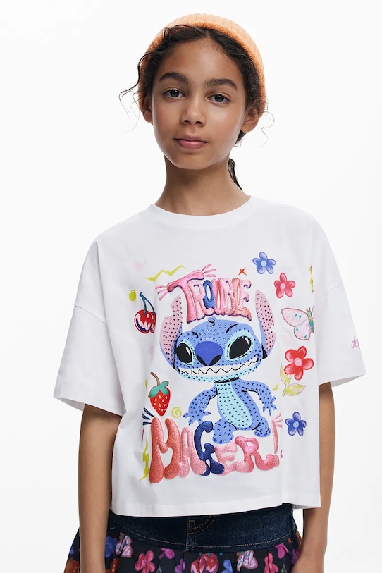 

Детская хлопковая футболка Desigual, белый