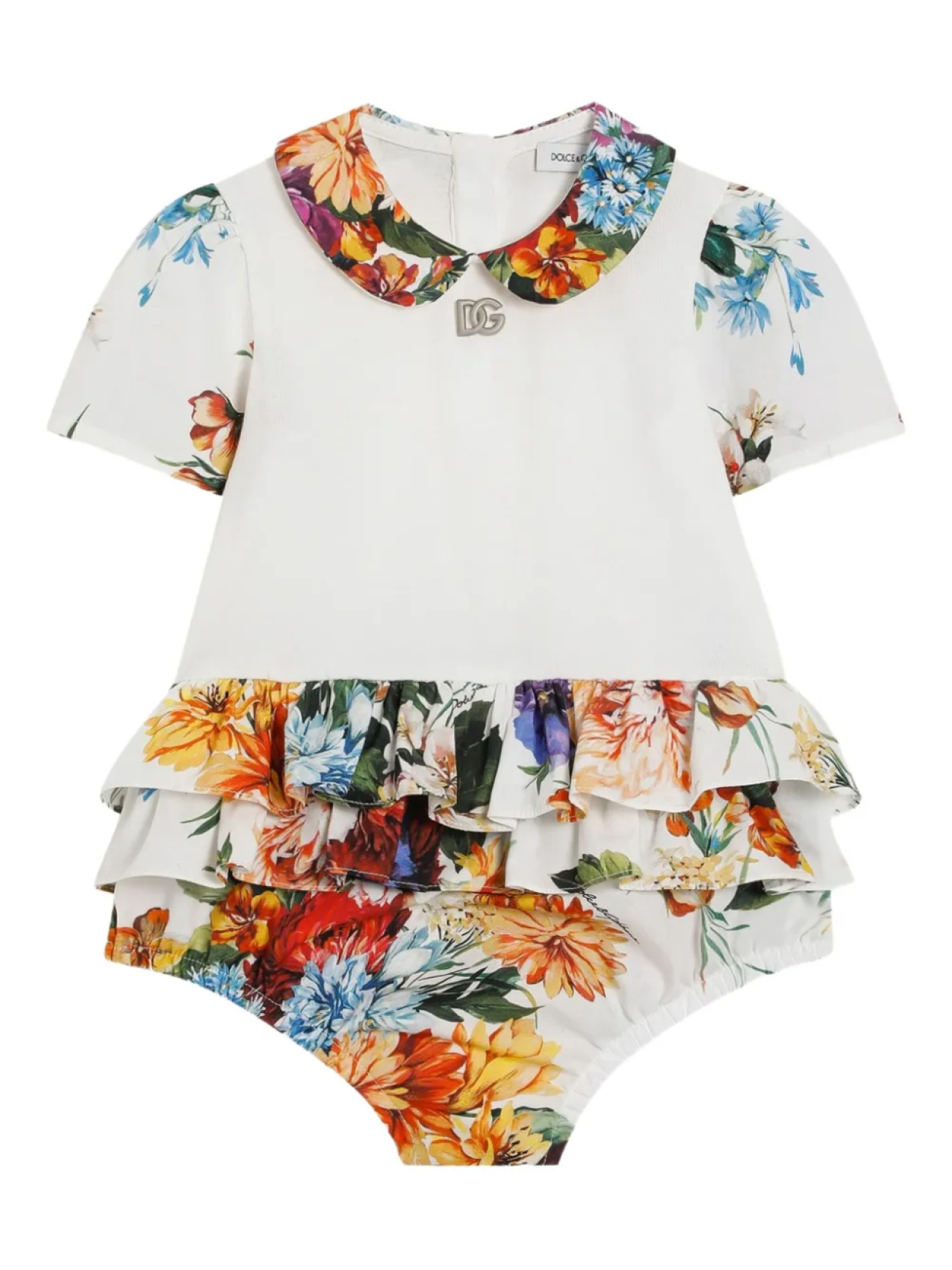 

Комбинезон из хлопка с цветочным принтом Dolce & Gabbana Kids, белый