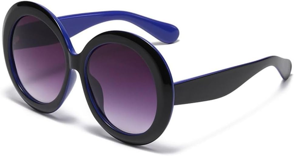 

Винтажные большие круглые солнцезащитные очки для женщин, градиентные солнцезащитные очки увеличенного размера, модные женские очки класса люкс с зеркальными линзами LVTFCO, Black Blue