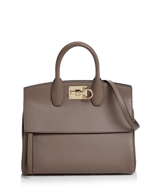 

Salvatore Studio Bag Маленькая кожаная сумка-портфель Ferragamo, цвет Gray