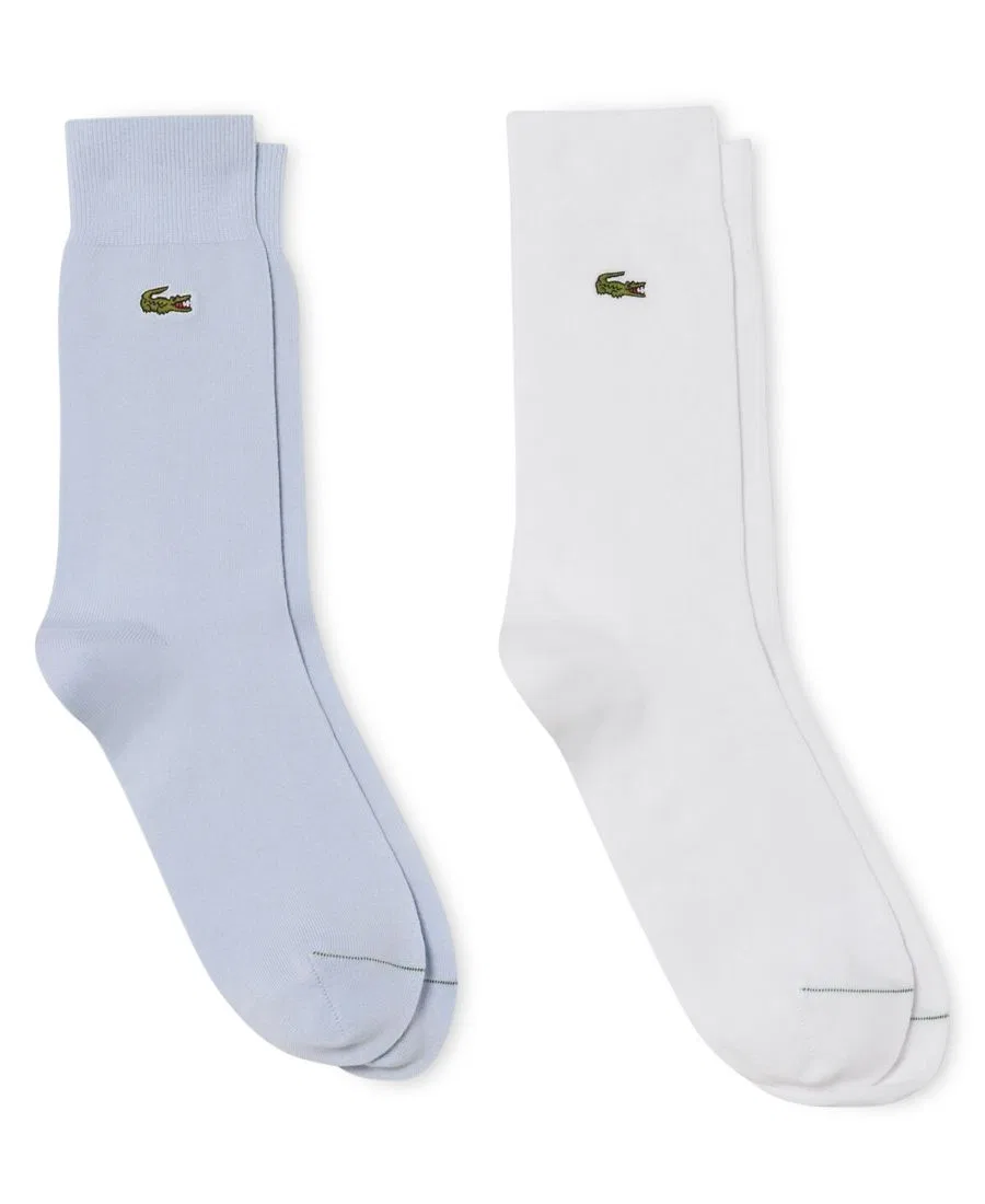 Мужские высокие носки, комплект из 2 пар Lacoste, белый/синий