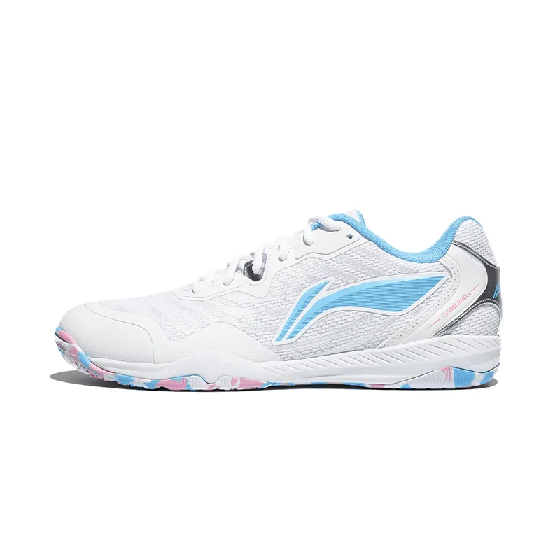 Кроссовки для настольного тенниса Li-Ning Table Tennis Collection с амортизацией, нескользящей подошвой, износостойкие и дышащие, Standard White/Moon White Blue+Free 1 Pair of Socks (Random Color) — фото 3