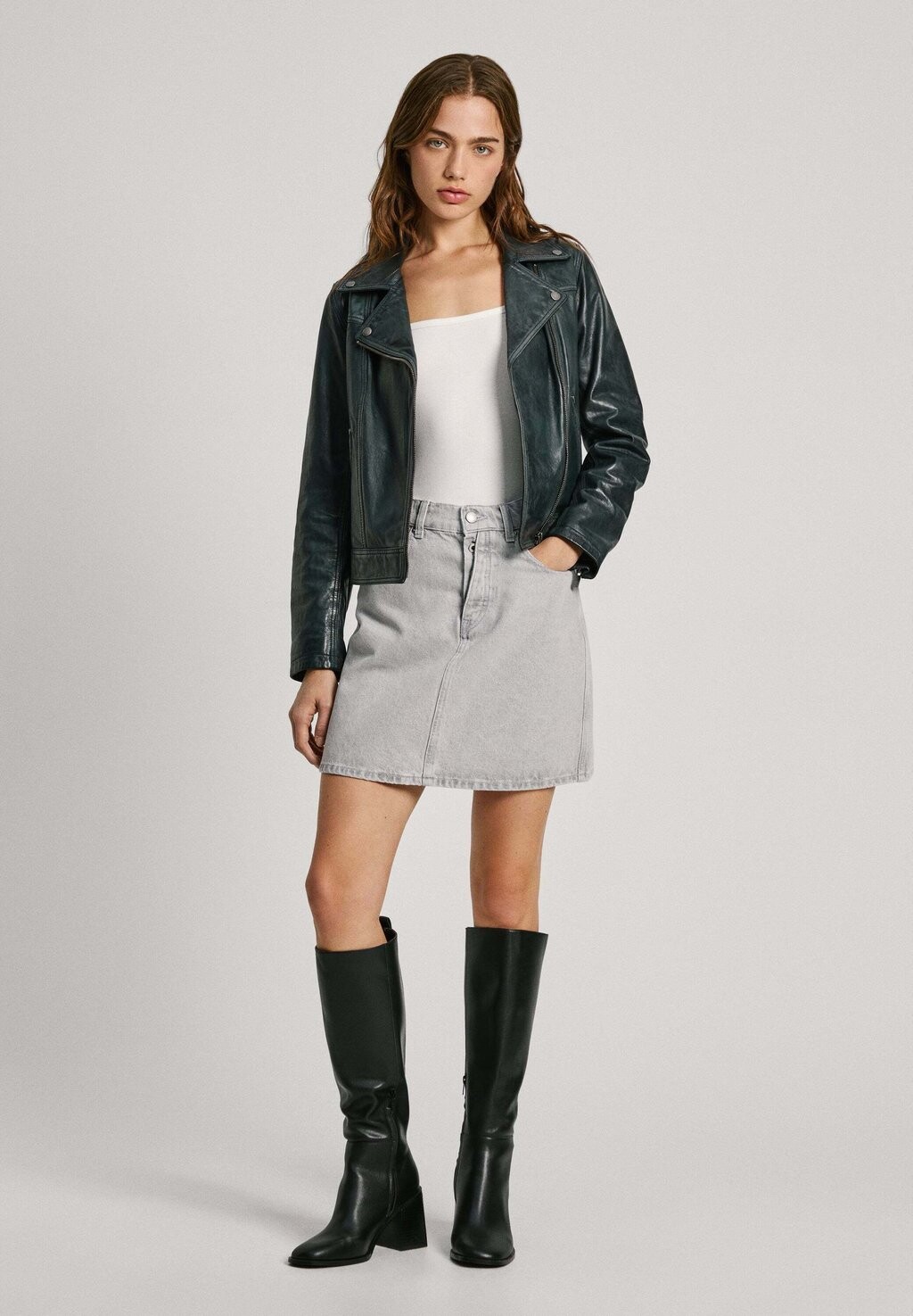

Кожаная куртка AURORI Pepe Jeans, синий