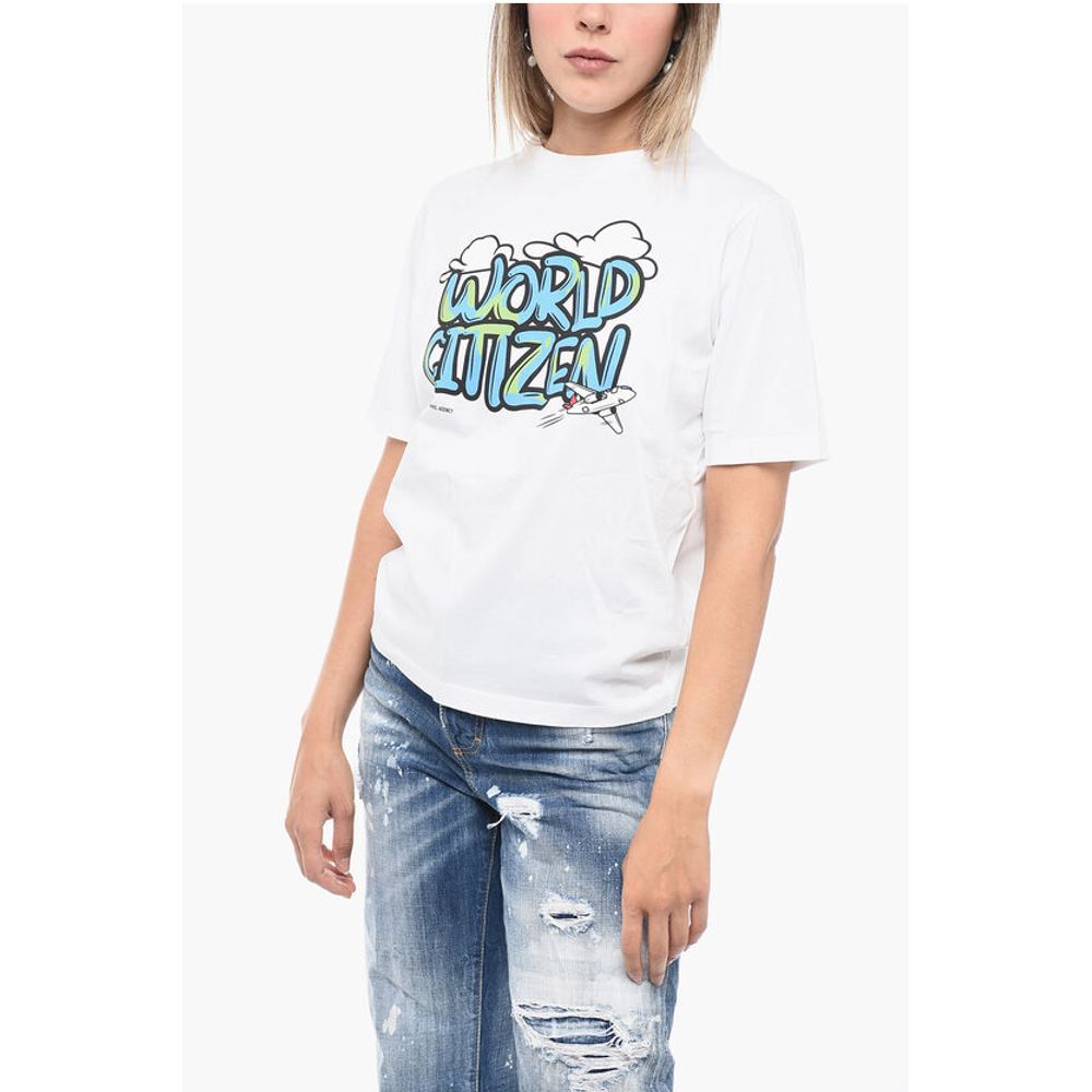 

Футболка WORLD CITIZEN из хлопка с круглым вырезом Dsquared2, White