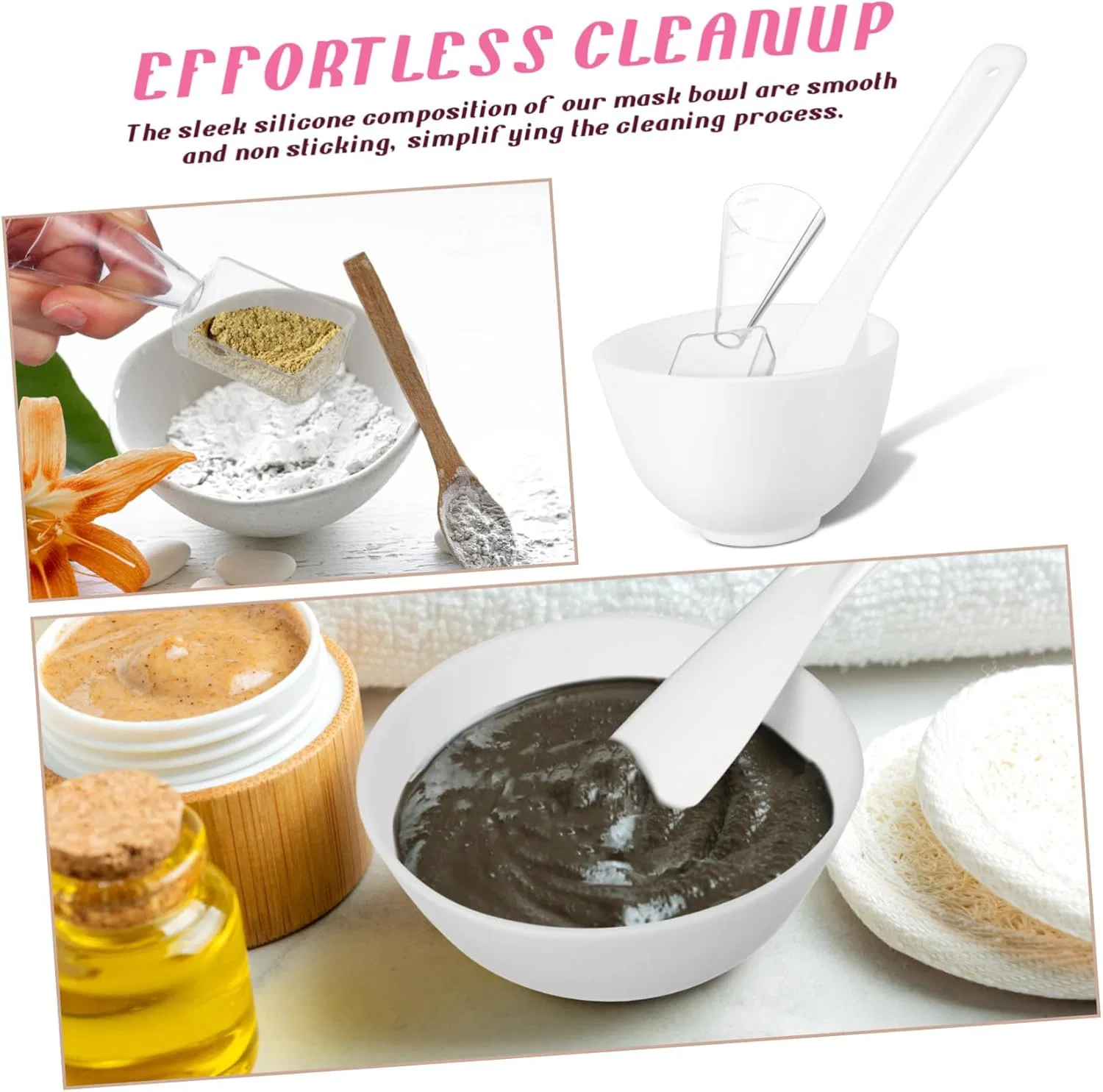 Набор для ухода за кожей Silicone Mixing Bowl Decomelody белый — фото 4