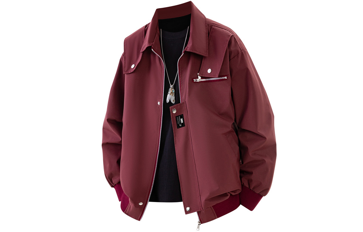 

Куртка Unisex Lapel Moderate ZIAREL, burgundy[removable logo]