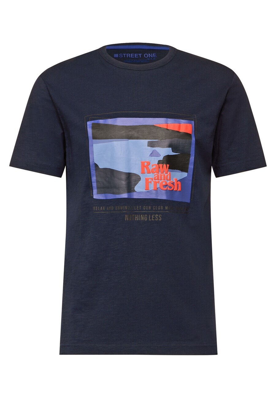 

Классическая футболка Street One MEN Shirt Slub, темно-синий