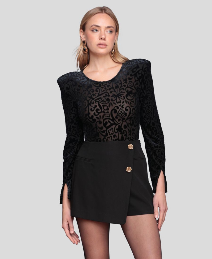 

Женский боди с длинными рукавами Avec Les Filles, Black