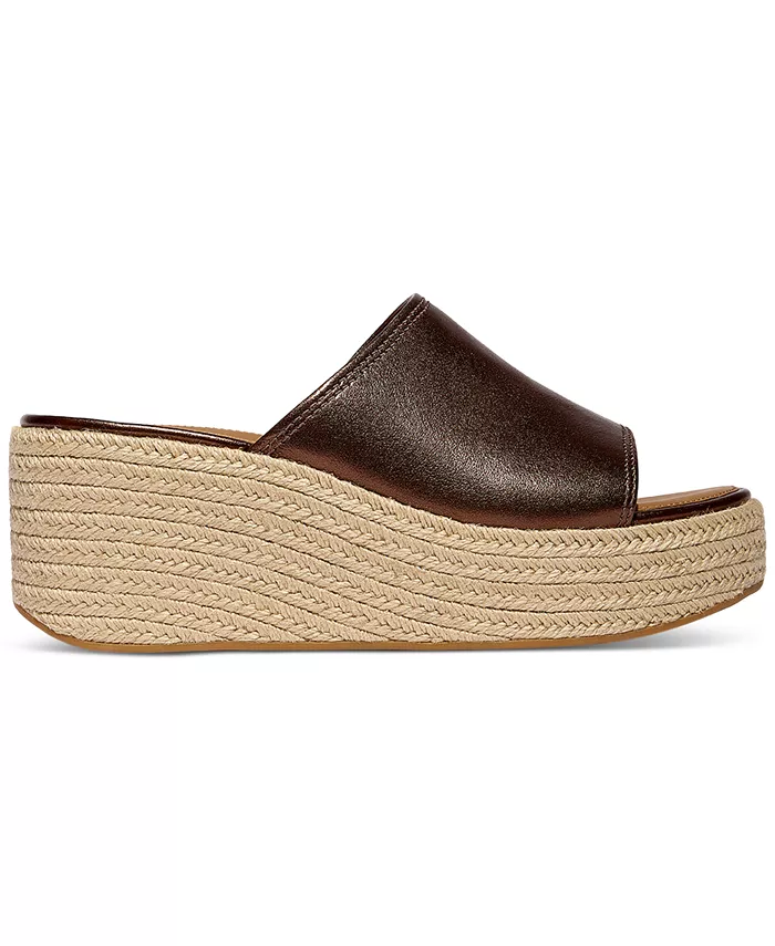 Женские платформы эспадрильи на клиньях из кожи Fitflop, коричневый — фото 2