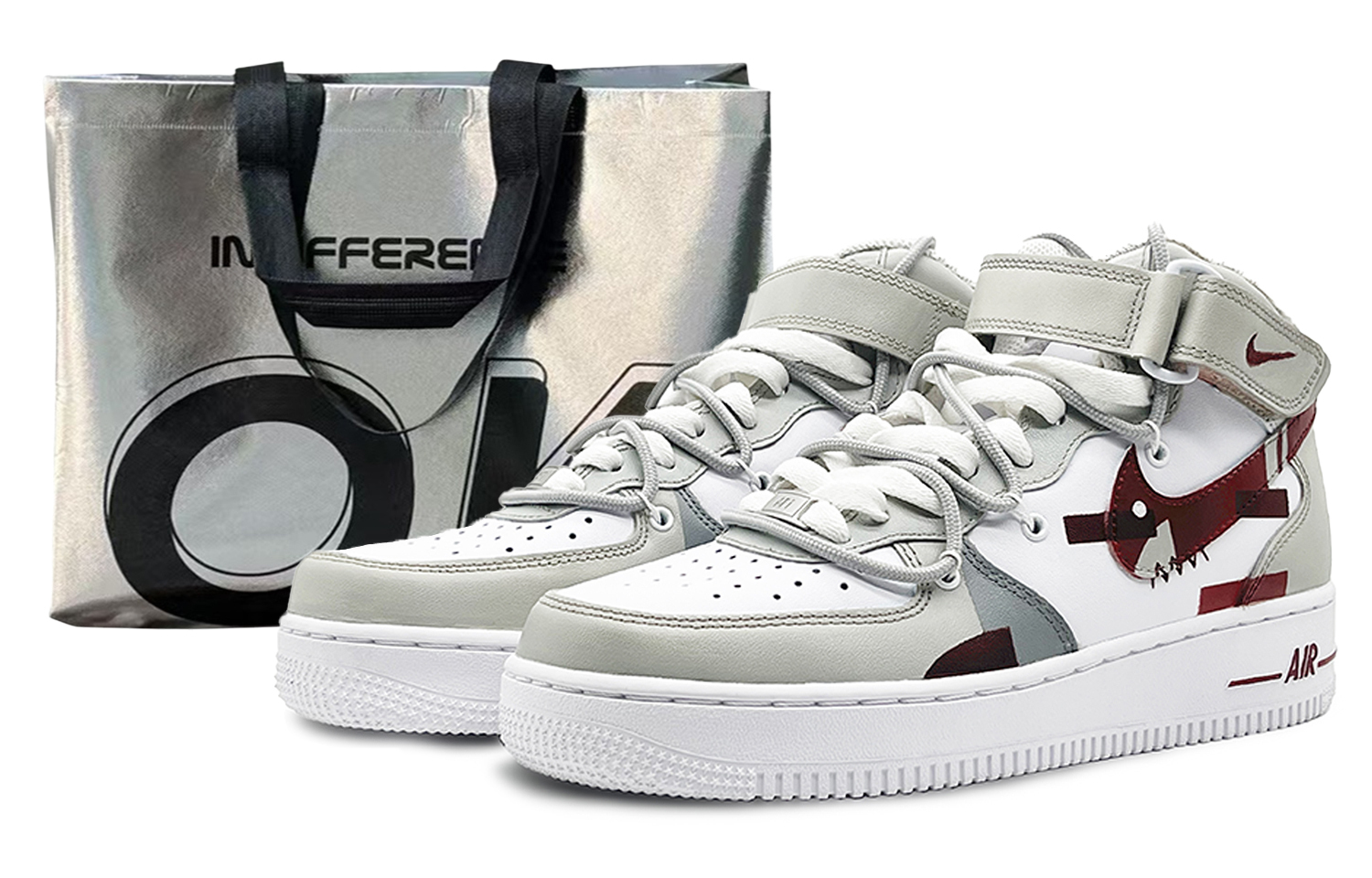 

Nike Air Force 1 '07 Mid Top Скейтбордские Кроссовки Мужские Серые с Красным