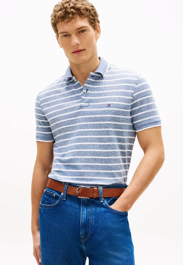 Рубашка-Поло из пике стандартного кроя с льняной рубашкой-поло Tommy Hilfiger, Blue/White