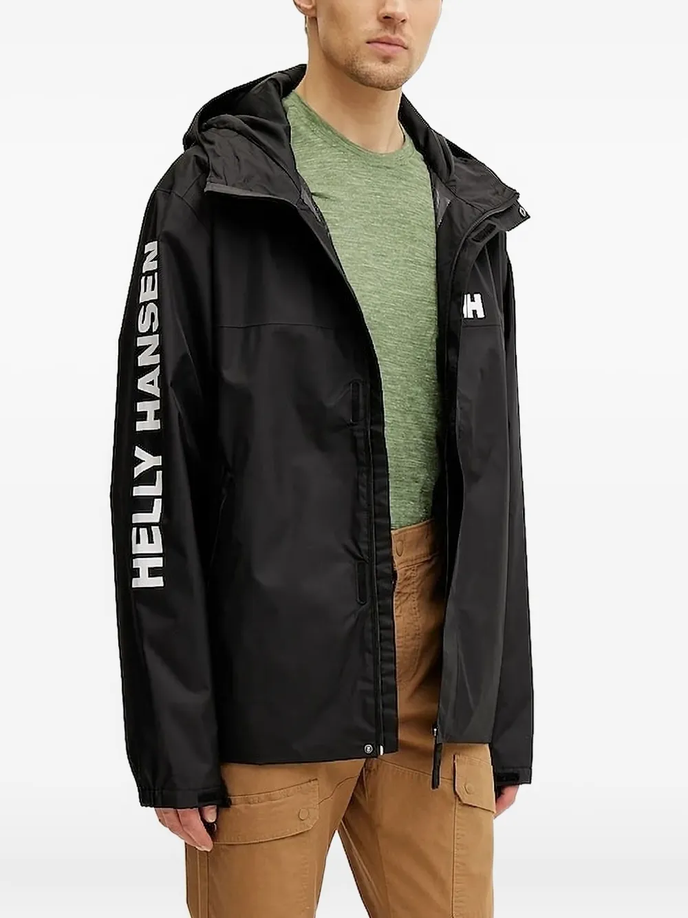 

Куртка с капюшоном и логотипом на рукавах Helly Hansen, черный
