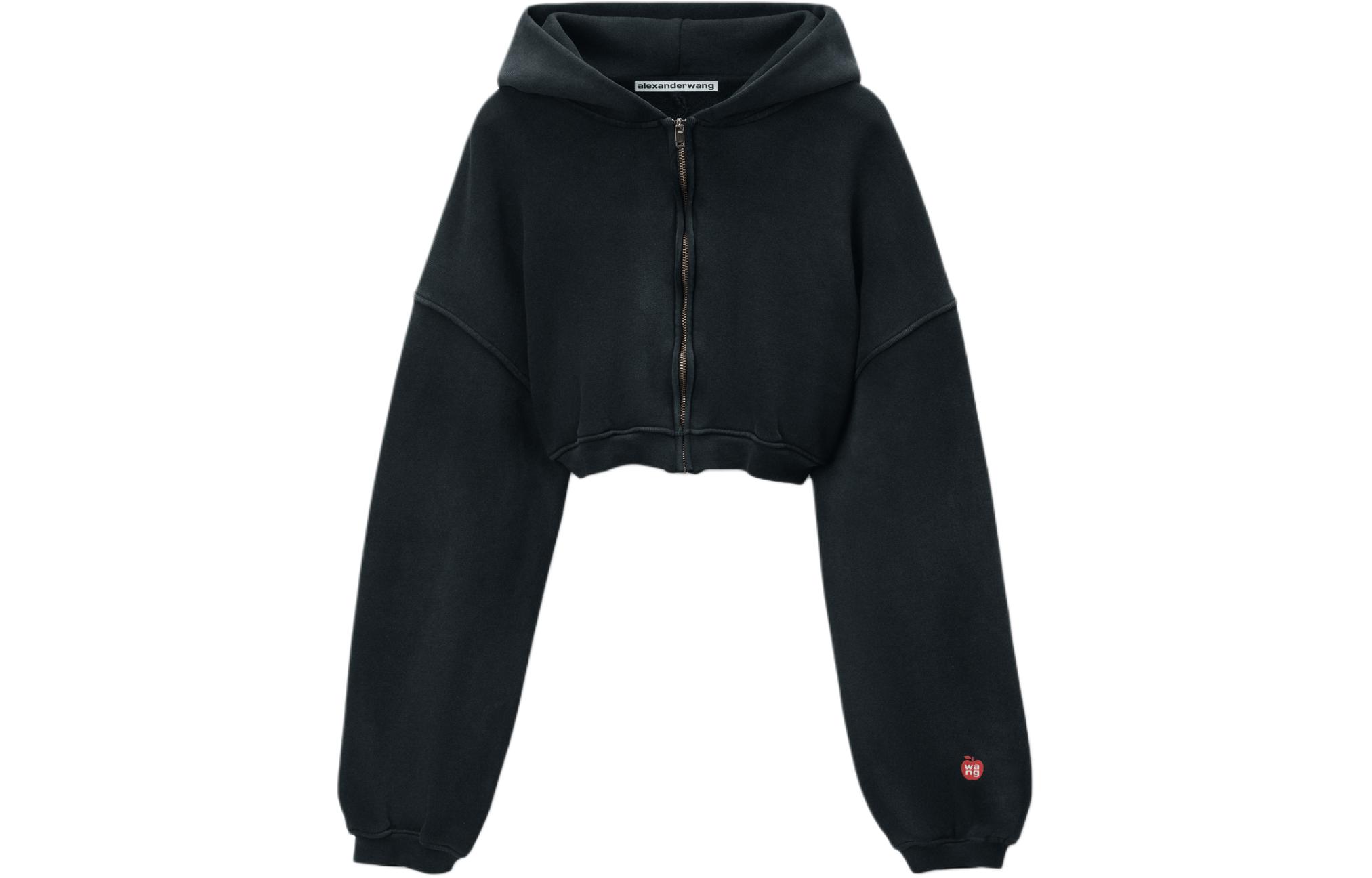 

Застёгивающаяся на молнию укороченная худи Alexander Wang, черный